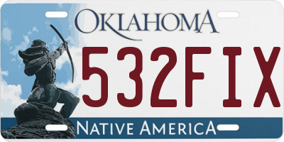 OK license plate 532FIX
