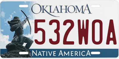 OK license plate 532WOA