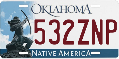 OK license plate 532ZNP