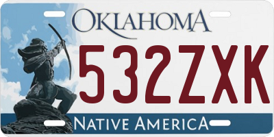OK license plate 532ZXK