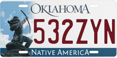 OK license plate 532ZYN
