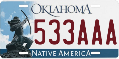 OK license plate 533AAA