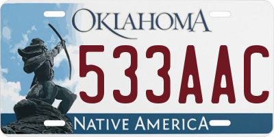 OK license plate 533AAC