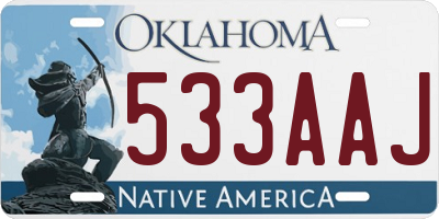 OK license plate 533AAJ