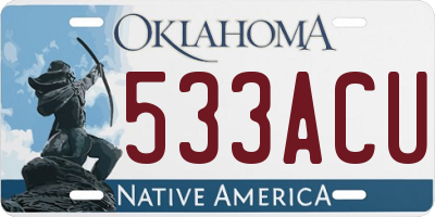 OK license plate 533ACU