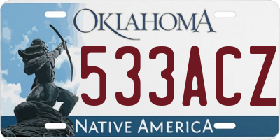 OK license plate 533ACZ