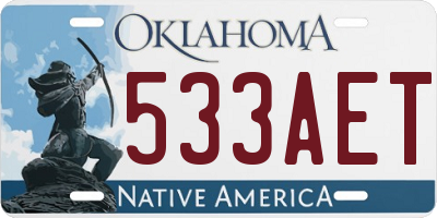 OK license plate 533AET