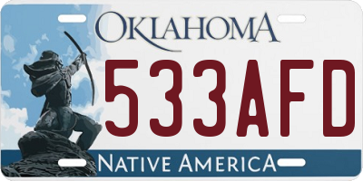 OK license plate 533AFD
