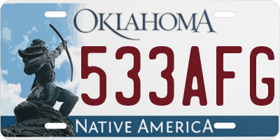 OK license plate 533AFG