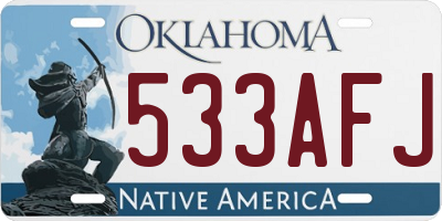 OK license plate 533AFJ