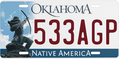 OK license plate 533AGP