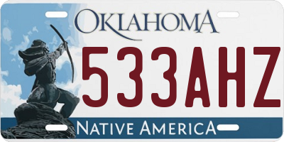 OK license plate 533AHZ