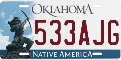 OK license plate 533AJG