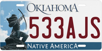 OK license plate 533AJS