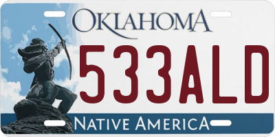 OK license plate 533ALD