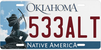OK license plate 533ALT