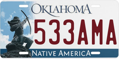 OK license plate 533AMA