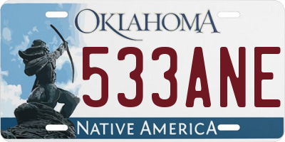 OK license plate 533ANE