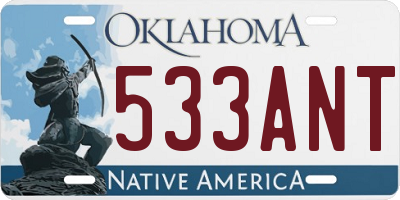 OK license plate 533ANT