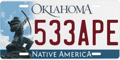 OK license plate 533APE