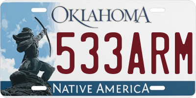 OK license plate 533ARM