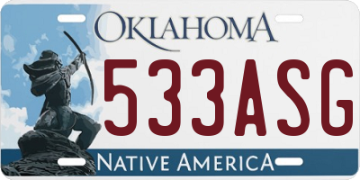 OK license plate 533ASG