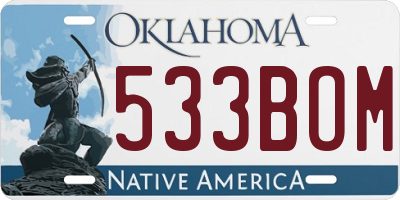 OK license plate 533BOM