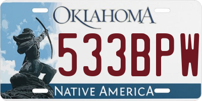 OK license plate 533BPW