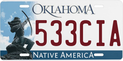 OK license plate 533CIA