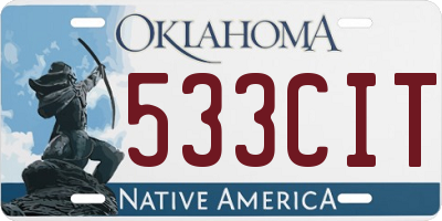OK license plate 533CIT