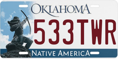 OK license plate 533TWR