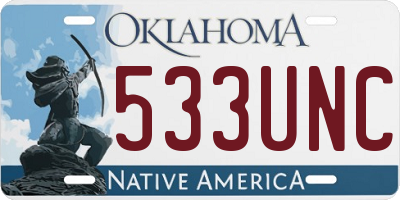 OK license plate 533UNC