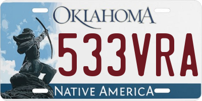 OK license plate 533VRA