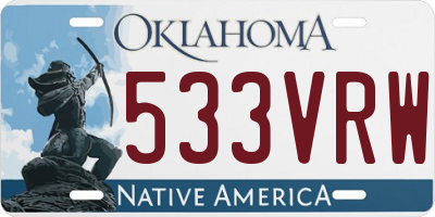 OK license plate 533VRW