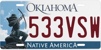 OK license plate 533VSW