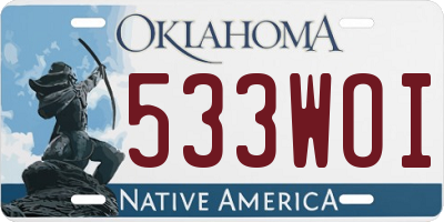 OK license plate 533WOI