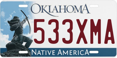 OK license plate 533XMA