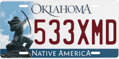 OK license plate 533XMD