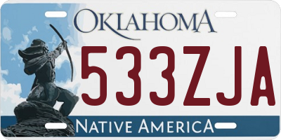 OK license plate 533ZJA
