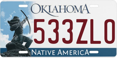 OK license plate 533ZLO