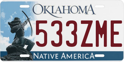 OK license plate 533ZME