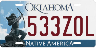 OK license plate 533ZOL