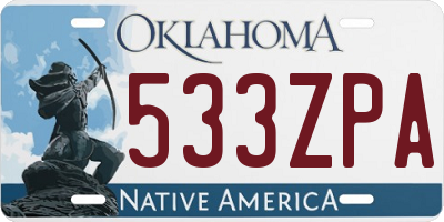 OK license plate 533ZPA
