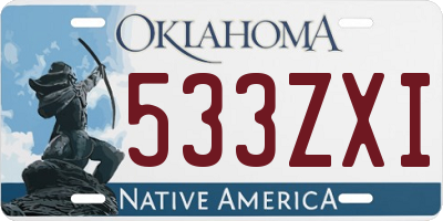 OK license plate 533ZXI