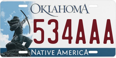 OK license plate 534AAA