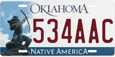 OK license plate 534AAC