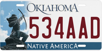 OK license plate 534AAD