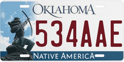 OK license plate 534AAE