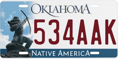 OK license plate 534AAK