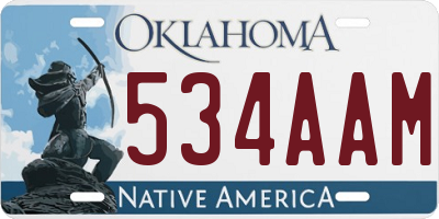 OK license plate 534AAM